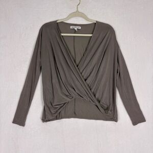 Abercrombie & Fitch Brown V Neck Twist Front Long Sleeve Top Size XS